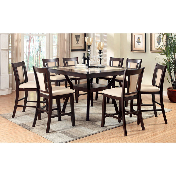 Furniture Of America Brent Dark Cherry/Ivory Transitional 7-Piece Counter Height Dining Table Set Model CM3984PT-7PC - MONAVILLA
