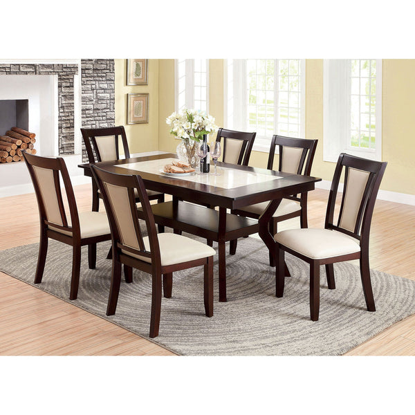 Furniture Of America Brent Dark Cherry/Ivory Transitional 7-Piece Dining Table Set Model CM3984T-7PC - MONAVILLA