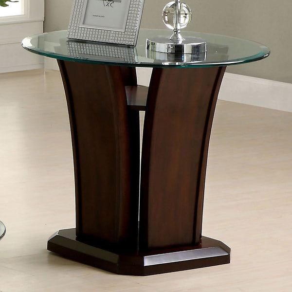 Furniture Of America Manhattan Brown Cherry Contemporary End Table, Brown Cherry Model CM4104E-PK - MONAVILLA