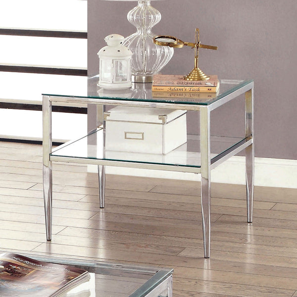 Furniture Of America Tanika Chrome Contemporary End Table, Chrome Model CM4162CRM-E-PK - MONAVILLA