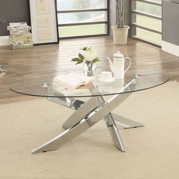 Furniture Of America Laila Chrome Contemporary Coffee Table Model CM4241C-TABLE - MONAVILLA