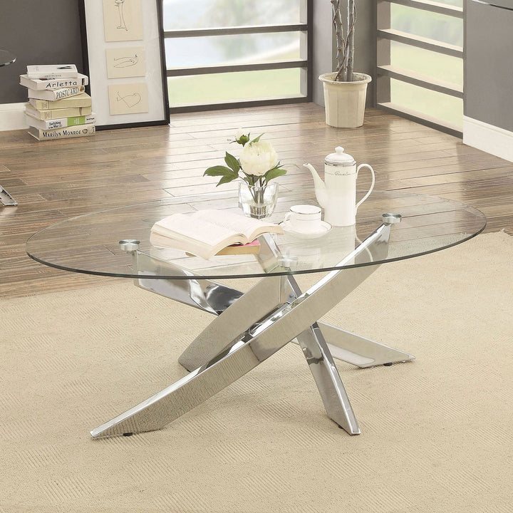 Furniture Of America Laila Chrome Contemporary Coffee Table Model CM4241C-TABLE - MONAVILLA