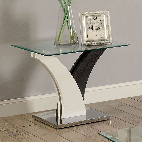Furniture Of America Sloane White/Dark Gray/Chrome Contemporary End Table Model CM4244E-TABLE - MONAVILLA