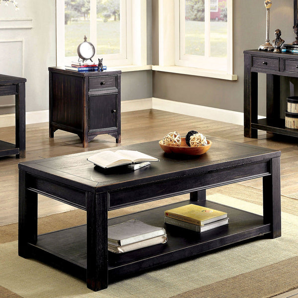 Furniture Of America Irene Antique Black Rustic Coffee Table Model CM4327C-VN - MONAVILLA