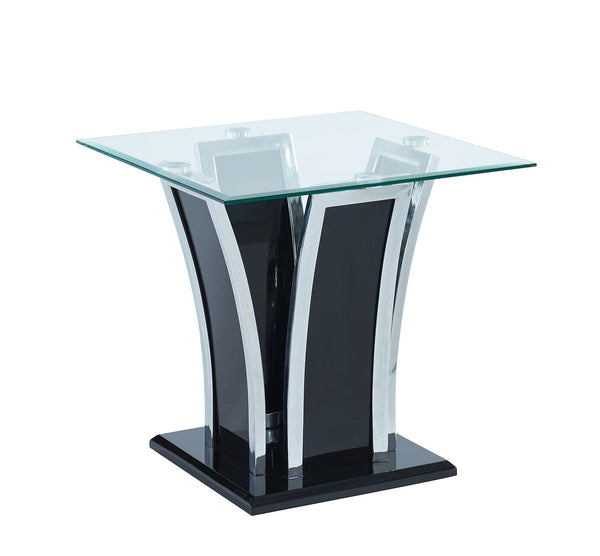 Furniture Of America Staten Glossy Black/Chrome Contemporary End Table Model CM4372BK-E-PK - MONAVILLA