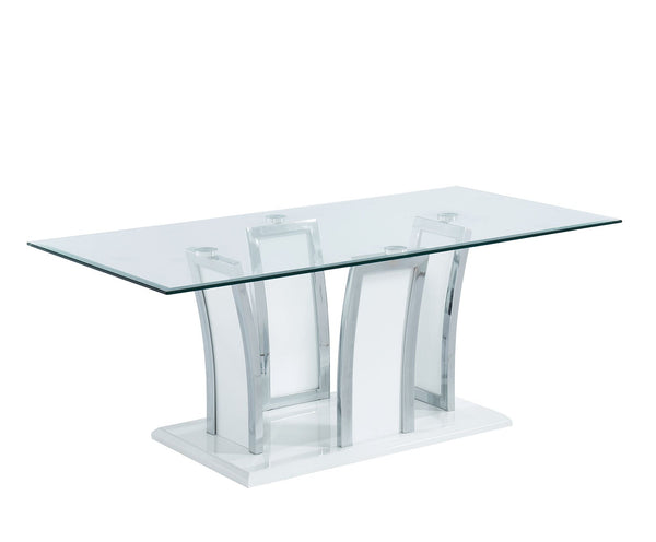Furniture Of America Staten Glossy White/Chrome Contemporary Coffee Table Model CM4372WH-C-PK - MONAVILLA