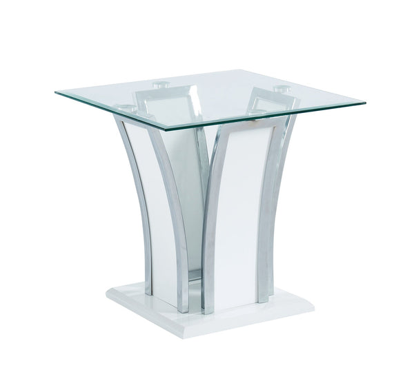 Furniture Of America Staten Glossy White/Chrome Contemporary End Table Model CM4372WH-E-PK - MONAVILLA