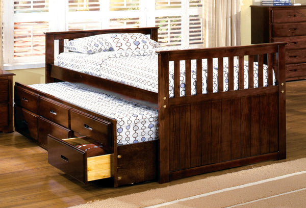Furniture Of America Montana Cherry Cottage Captain Twin Bed With Trundle + 3 Drawers Model CM7031-BED - MONAVILLA