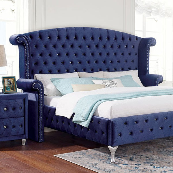 Furniture Of America Alzire Blue Glam Bed Model CM7150BL