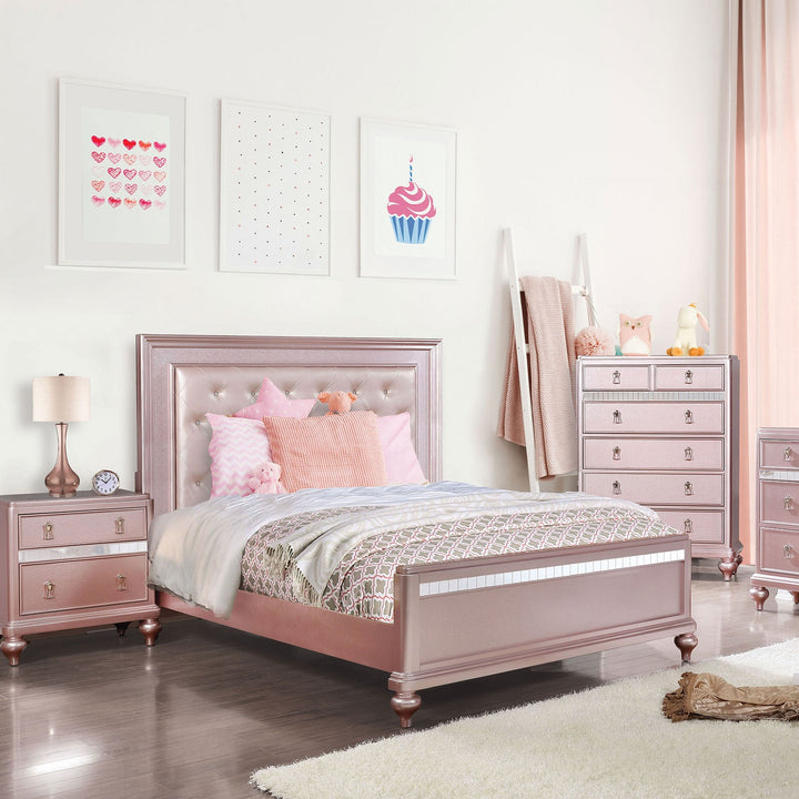 Furniture Of America Ariston Rose Gold Contemporary Twin Bed Model CM7170RG-T-BED - MONAVILLA