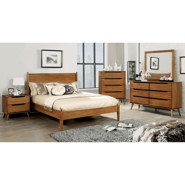 Furniture Of America Lennart Oak Mid-Century Modern 4-Piece Full Bedroom Set Model CM7386A-F-4PC - MONAVILLA