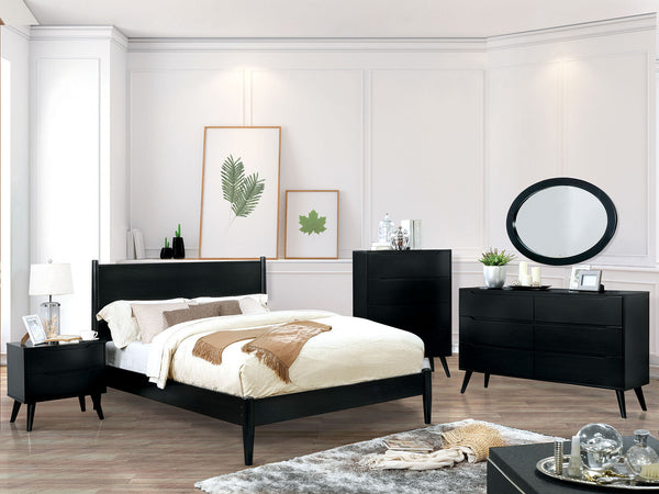 Furniture Of America Lennart Black Mid-Century Modern 4-Piece Twin Bedroom Set Model CM7386BK-T-4PC - MONAVILLA