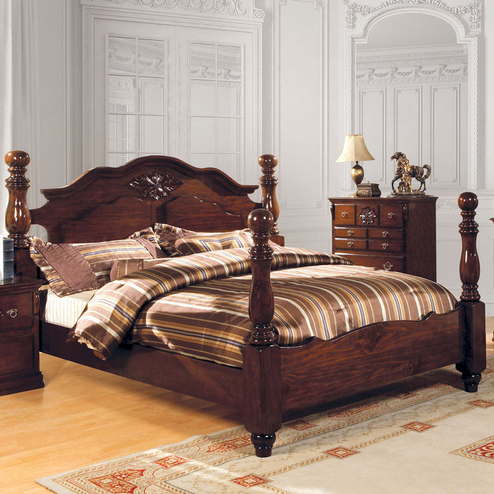 Furniture Of America Tuscan Glossy Dark Pine Traditional Bed Model CM7571 - MONAVILLA