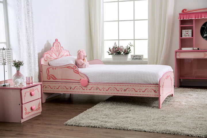 Furniture Of America Princess Crown Single Bed Pink Novelty Twin Bed Model CM7632-BED - MONAVILLA