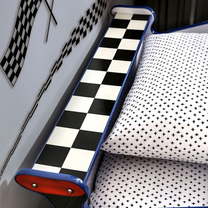 Furniture Of America Police Car Blue/White Novelty Twin Bed, Blue Model CM7640-BED - MONAVILLA