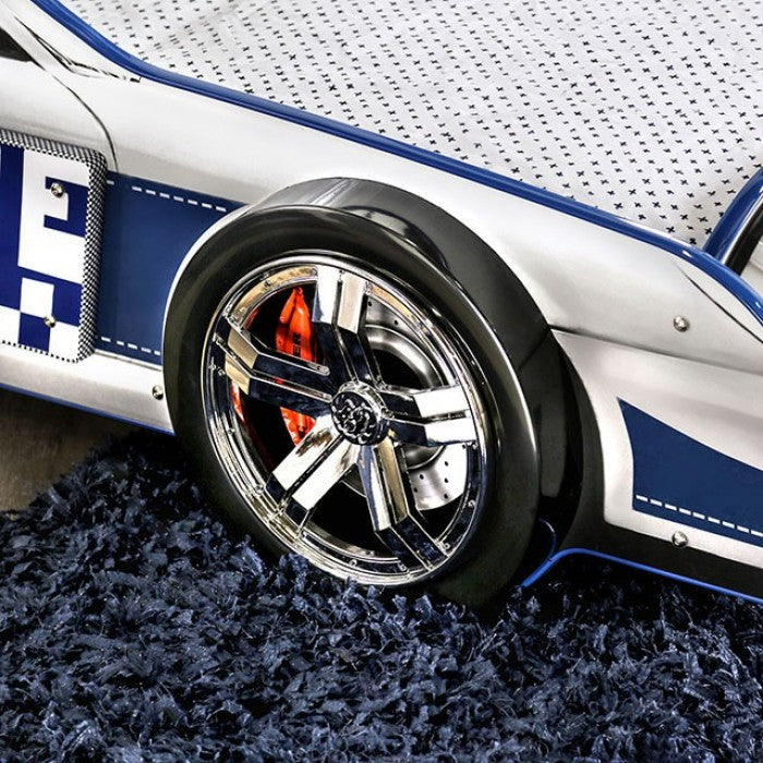 Furniture Of America Police Car Blue/White Novelty Twin Bed, Blue Model CM7640-BED - MONAVILLA