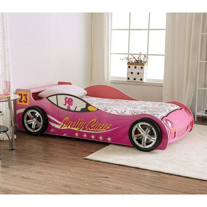 Furniture Of America Pretty Girl Car Bed Pink Novelty Twin Bed, Pink Model CM7642-BED - MONAVILLA