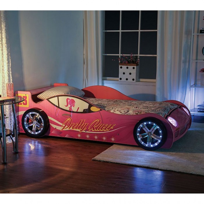 Furniture Of America Pretty Girl Car Bed Pink Novelty Twin Bed, Pink Model CM7642-BED - MONAVILLA