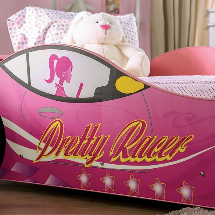Furniture Of America Pretty Girl Car Bed Pink Novelty Twin Bed, Pink Model CM7642-BED - MONAVILLA