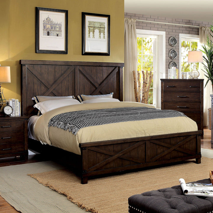 Furniture Of America Bianca Dark Walnut Rustic Bed Model CM7734 - MONAVILLA