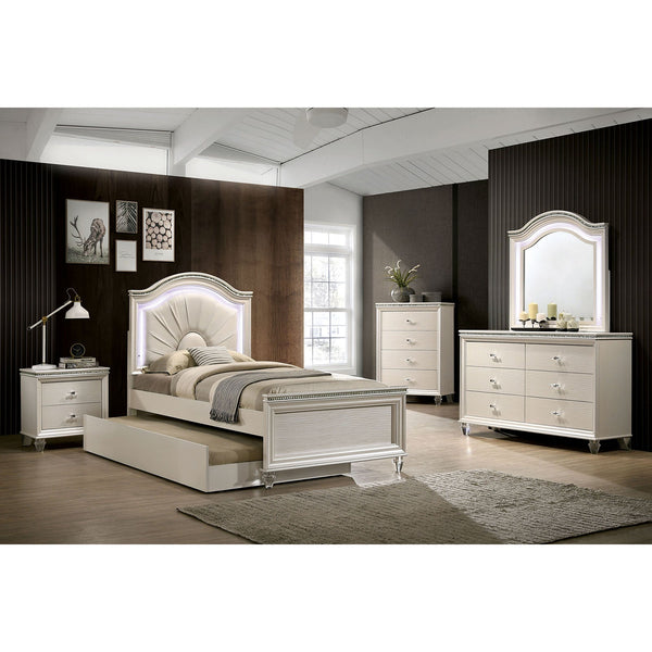 Furniture Of America Allie Pearl White Contemporary 4-Piece Twin Bedroom Set Model CM7901T-4PC - MONAVILLA