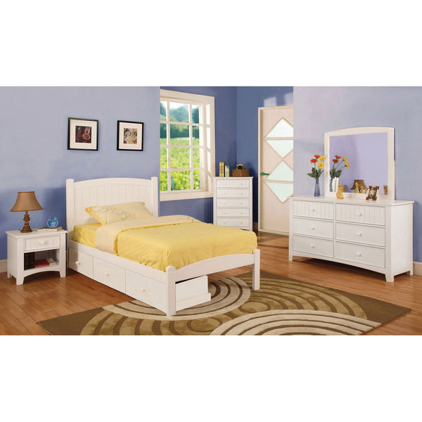 Furniture Of America Caren White Cottage 4-Piece Twin Bedroom Set Model CM7902WH-T-4PC - MONAVILLA