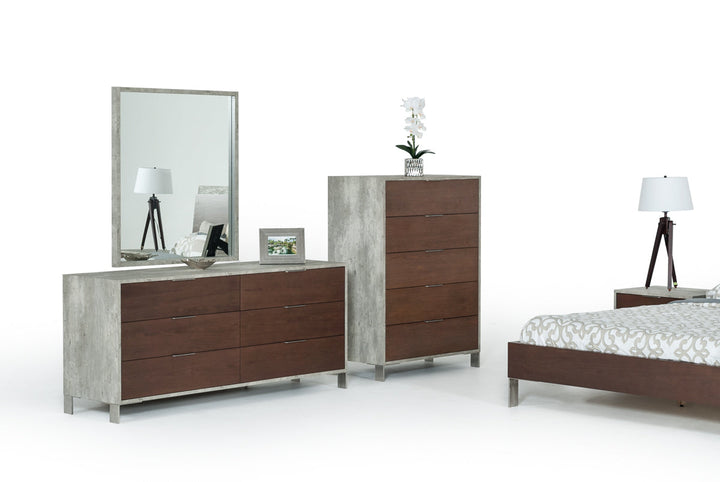 Nova Domus Conner Modern Dark Walnut & Faux Concrete Dresser - MONAVILLA