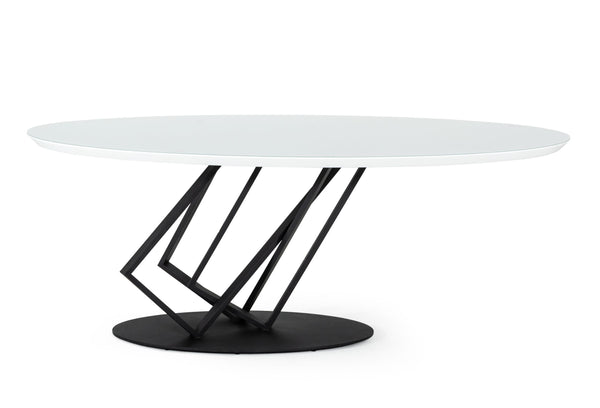 Modrest Corbett Modern High Gloss White with Frosted Glass Dining Table - MONAVILLA