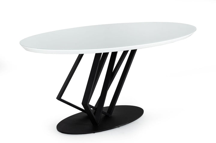 Modrest Corbett Modern High Gloss White with Frosted Glass Dining Table - MONAVILLA