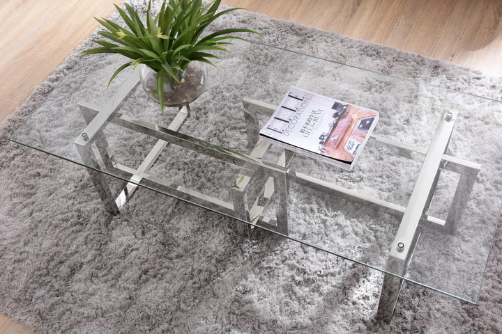 Modrest Valiant Modern Glass & Stainless Steel Coffee Table - MONAVILLA