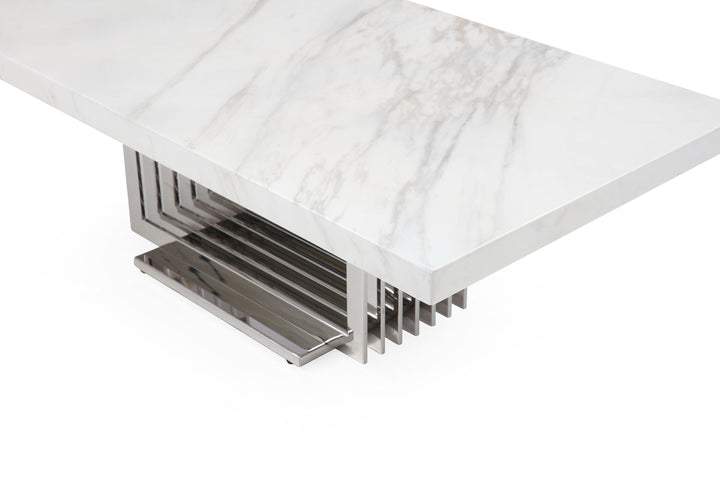 Modrest Kingsley Modern Marble & Stainless Steel Coffee Table - MONAVILLA
