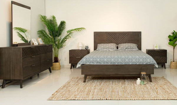 Modrest Daisy Queen Mid Century Dark Acacia Bedroom Set - MONAVILLA