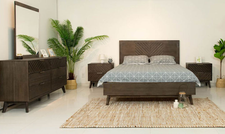 Modrest Daisy Queen Mid Century Dark Acacia Bedroom Set - MONAVILLA