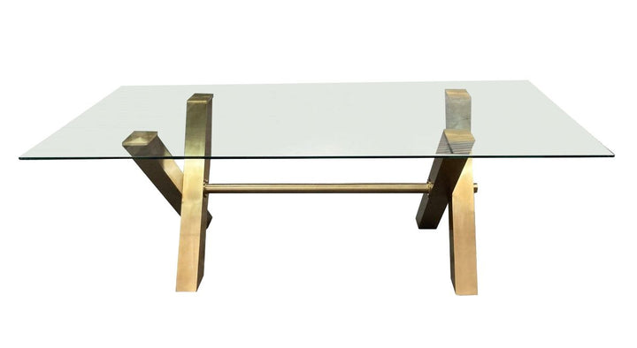 Modrest Dandy Modern Golden & 15mm Glass Dining Table - MONAVILLA