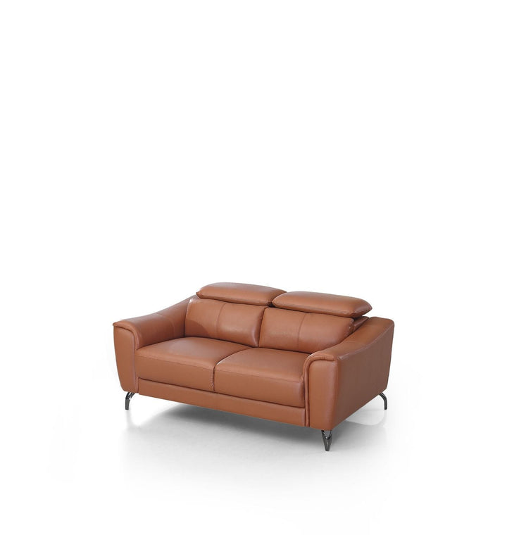 Divani Casa Danis Modern Cognac Leather Brown Loveseat - MONAVILLA