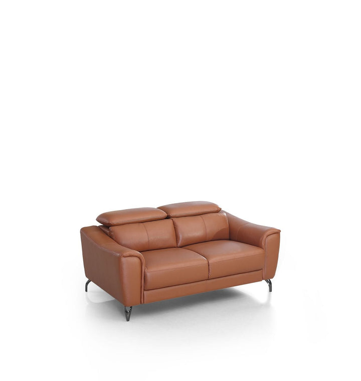 Divani Casa Danis Modern Cognac Leather Brown Loveseat - MONAVILLA
