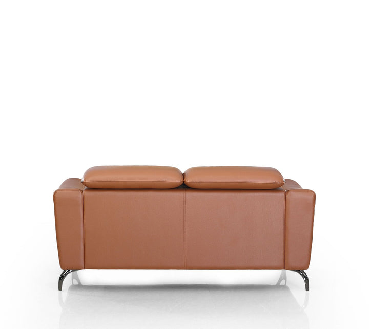 Divani Casa Danis Modern Cognac Leather Brown Loveseat - MONAVILLA
