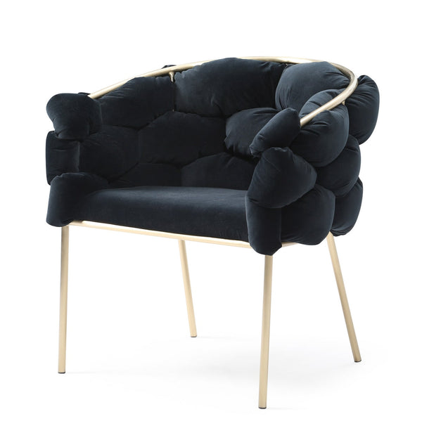 Modrest Debra Modern Black Velvet/Brushed Brass Dining Chair - MONAVILLA