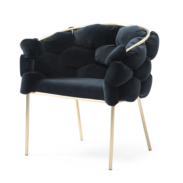 Modrest Debra Modern Black Velvet Champagne Gold Dining Chair - MONAVILLA