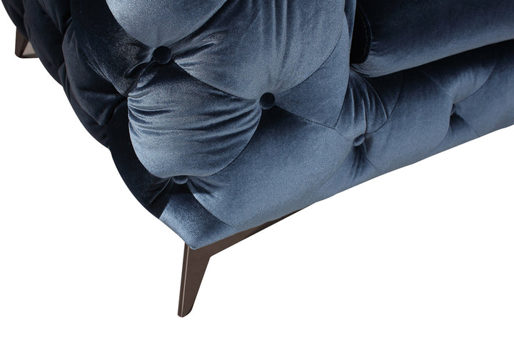 Divani Casa Delilah Modern Blue Fabric Loveseat - MONAVILLA
