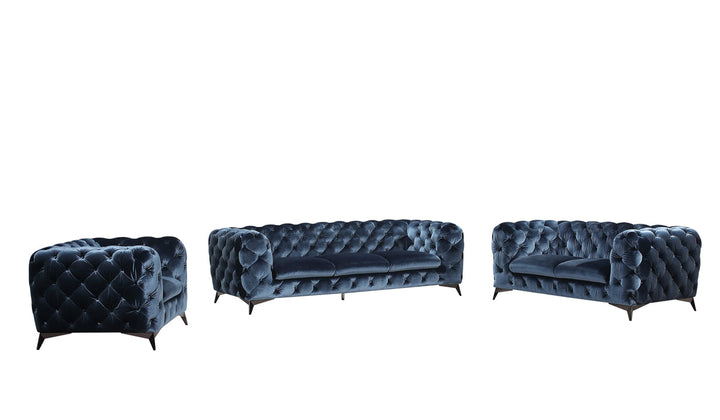Divani Casa Delilah Modern Blue Fabric Loveseat - MONAVILLA