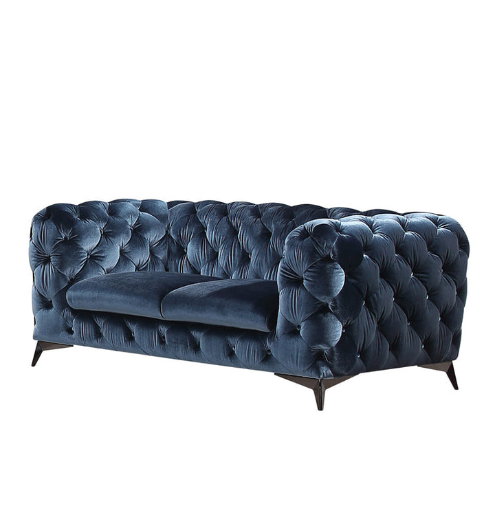 Divani Casa Delilah Modern Blue Fabric Loveseat - MONAVILLA
