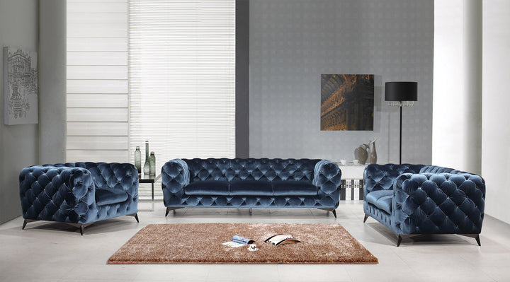 Divani Casa Delilah Modern Blue Fabric Loveseat - MONAVILLA