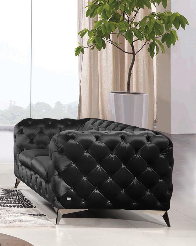 Divani Casa Delilah Modern Black Fabric Loveseat - MONAVILLA