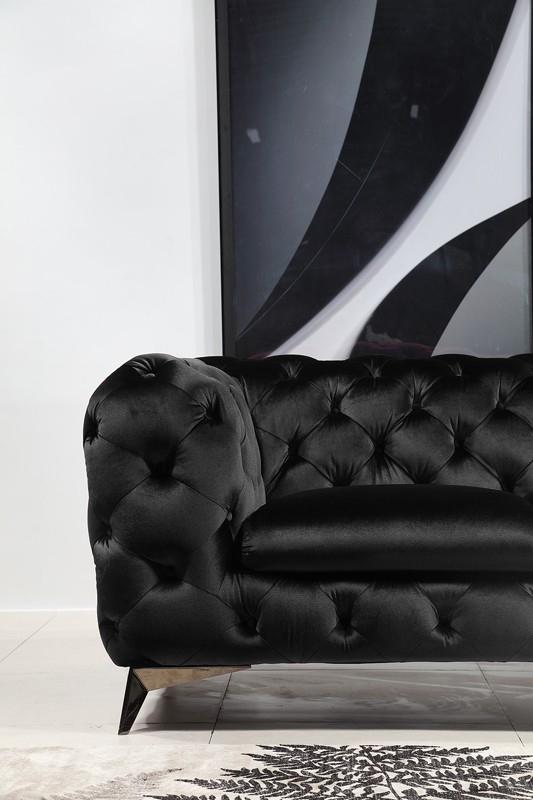 Divani Casa Delilah Modern Black Fabric Loveseat - MONAVILLA