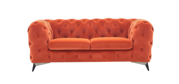 Divani Casa Delilah Modern Orange Fabric Loveseat - MONAVILLA