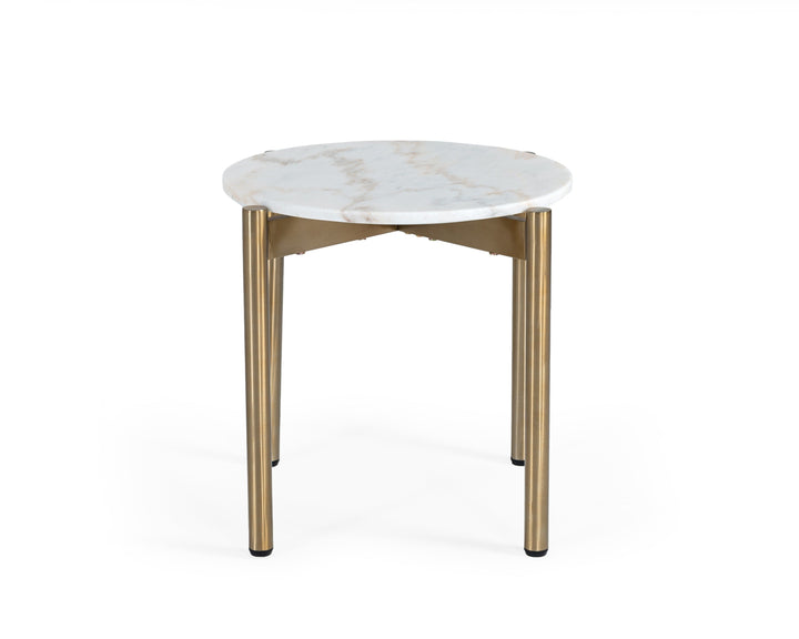 Modrest Denzel White Marble & Gold End Table - MONAVILLA