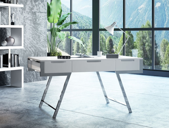 Modrest Dessart Modern White Gloss Desk - MONAVILLA