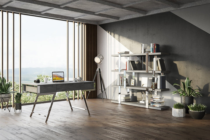 Modrest Dessart Modern Elm Grey Office Desk - MONAVILLA