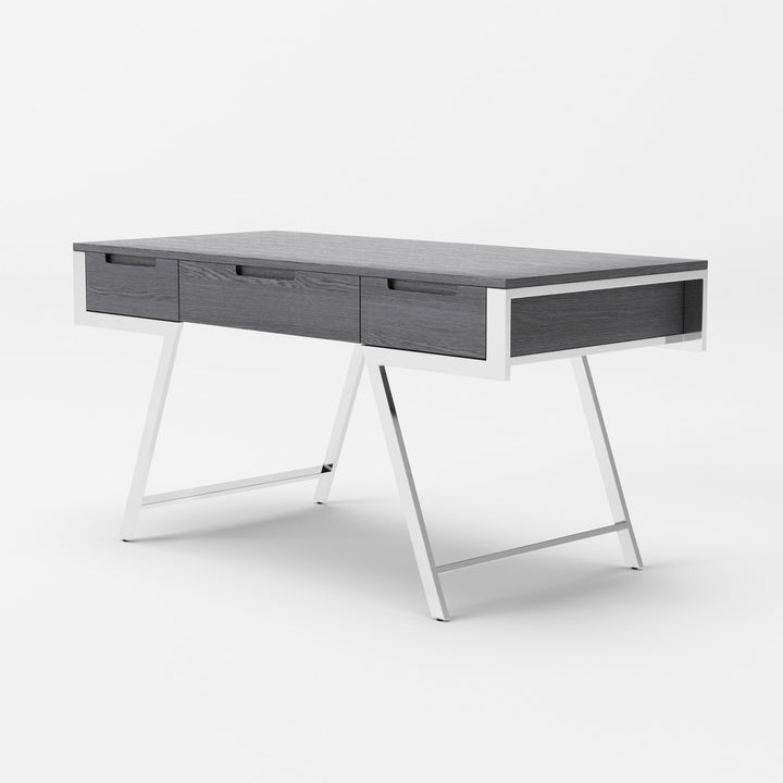 Modrest Dessart Modern Elm Grey Office Desk - MONAVILLA